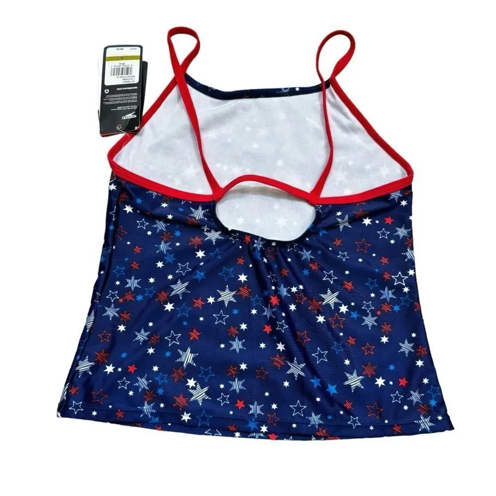 Brand new with Tags Girls Speedo Brand Red,‎ White and Blue Star Tankini Top 14